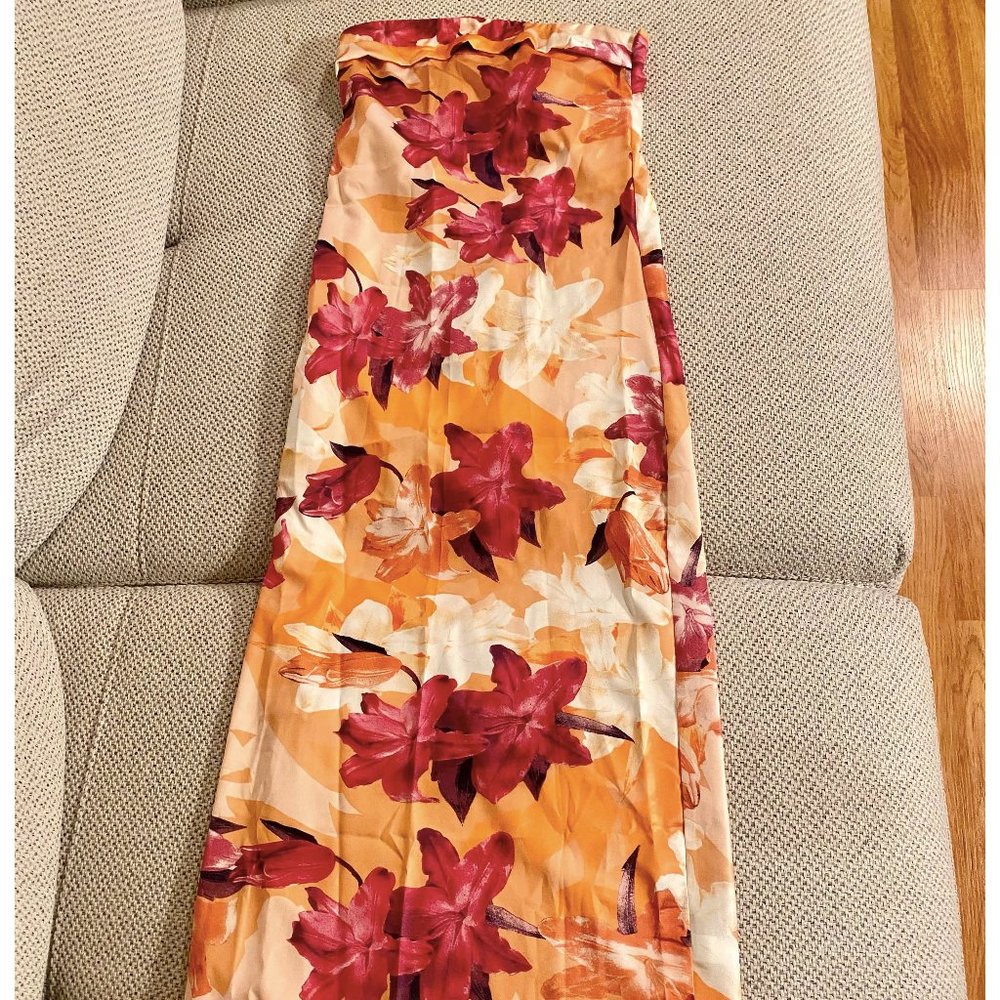 strapless satin slip dress